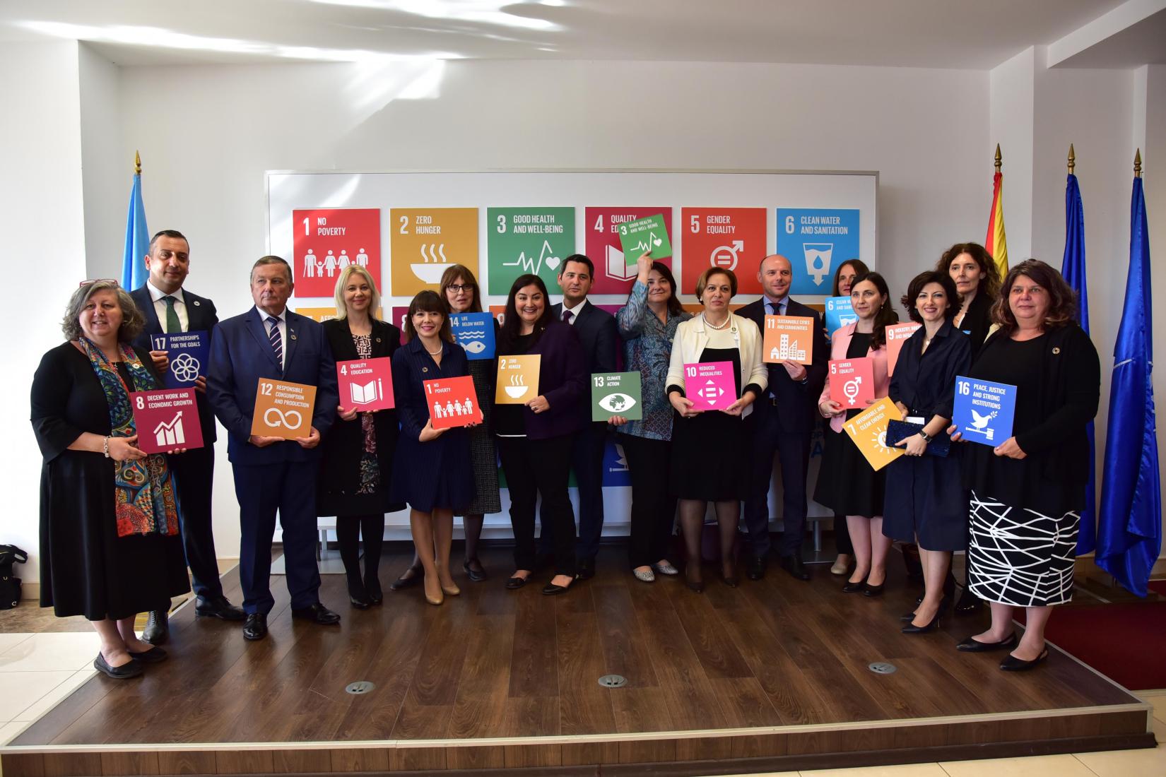 Photo from the celebration of UN Day 2019 including most of the UN Country Team and representatives from the Government