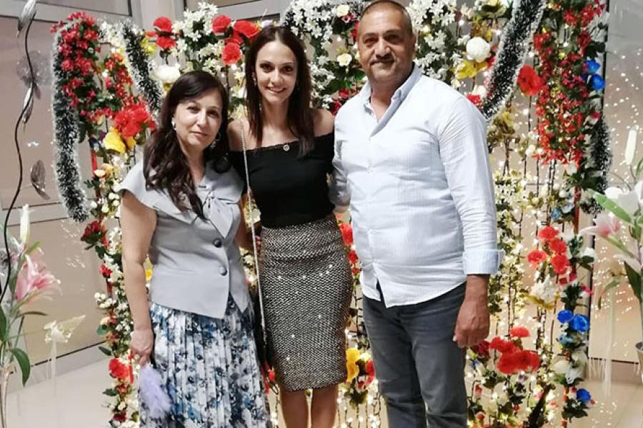 Sibel Bayram with her parents