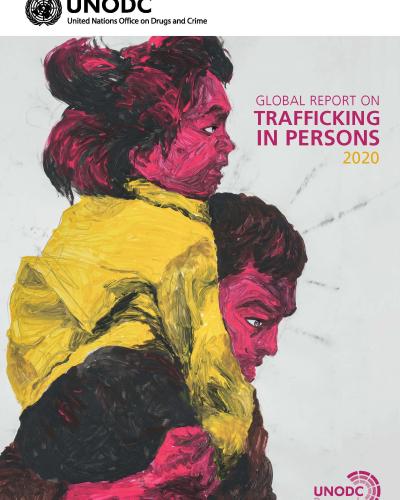 Front page of the publication containing a person carrying a child